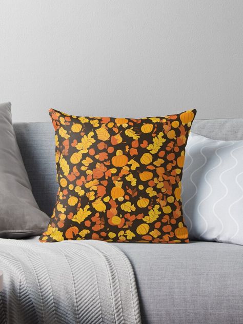 Get my art printed on awesome products. Support me at Redbubble #RBandME: https://www.redbubble.com/i/throw-pillow/Rhythmic-Fall-Harvest-Pumpkins-Leaves-and-Acorns-Pattern-by-mini23456/165583346.5X2YF?asc=u Pumpkin Leaves, Pattern Pillow, Four Season, Fall Harvest, Pillow Pattern, A Pillow, Pillow Sale, Pumpkins, My Art