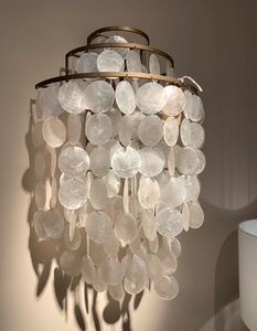 Chandeliers | notonthehighstreet.com Capiz Chandelier, Wood Cottage, Pinterest Predicts, Wall Chandelier, Bedroom 2024, Shell Light, Shell Chandelier, Shell Lamp, Industrial Wall Lights