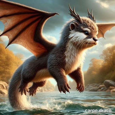 Cool Dragon Pictures, Winged Animals, Fantasy Dragons, Hybrid Art, Mythical Creatures Fantasy, Mystical Animals, Fantasy Tattoos, Fantasy Art Dolls, Cute Fantasy Creatures