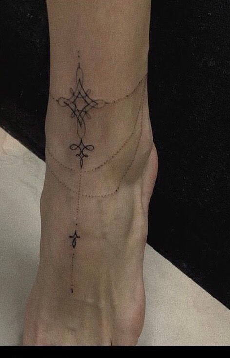 Around The Ankle Tattoo, Side Of Calf Tattoo, Ornamental Foot Tattoo, Side Foot Tattoos, Anklet Tattoo, Taboo Tattoo, Tattoo 2024, Celestial Tattoo, Tan Tattoo