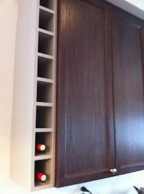 White Wood : Moving forward with the to do list Wine Rack On Side Of Cabinet, Wine Storage Diy, Wine Cubbies, Kitchen Shelving, Country Kitchen Cabinets, Estate House, Renovation Tips, Kitchen Storage Shelves, Beautiful Kitchen Designs