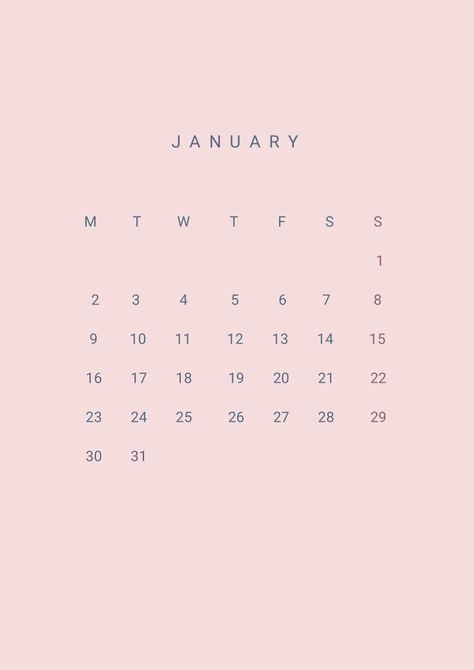 January Calendar, 2023 Calendar, January 2023, Bullet Journal, Pink, Quick Saves, Design