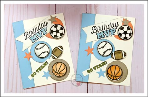 Stampingwithamore: SPORTS THEMED BIRTHDAY MASCULINE CARD Sport Cards Ideas, Sports Day Invitation, Football Birthday Cards, Sports Day Decoration, Make Birthday Cards, Birthday Cards To Make, Birthday Cards For Kids, Cards For Males, Patchwork Cards