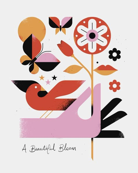 Geometric Illustration Brad Cuzen, Butterfly Illustration, Geometric Flower, Affinity Designer, Flower Graphic, Illustration Character Design, Editorial Illustration, Flower Illustration, 로고 디자인