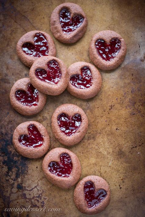 Chocolate Raspberry Thumbprint Cookies Raspberry Thumbprints, Best Thumbprint Cookies, Raspberry Thumbprint, Raspberry Thumbprint Cookies, Chocolate Thumbprint Cookies, Sweet Dinner Rolls, Strawberry Pop Tart, Raspberry Bars, Bite Size Cookies