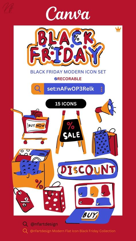 Canva Elements Black Friday Modern Icon Illustration Set. Use keyword - set:nAFwOP3Relk for full set. Profile tag - @𝗻𝗳𝗮𝗿𝘁𝗱𝗲𝘀𝗶𝗴𝗻 , You can also find elements using this keyword combination: @nfartdesign Modern Flat Icon Black Friday Collection ❤️🖤🛍️🛒#canva #canvaelementkeyword #canvaelement #canvakeywords #illustration #bundles #handdrawn #sale #blackfriday #icon #discount Set Profile, Sign Illustration, Sale Sign, Note Writing Paper, Canva Element, Canva Elements, Modern Flat, Flat Icon, For Sale Sign