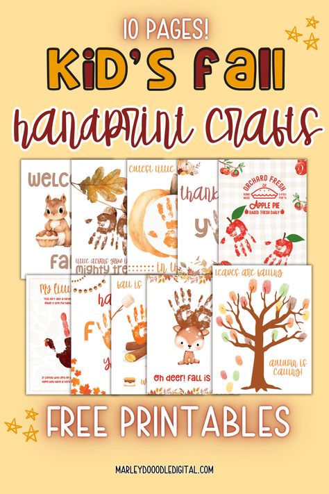 Discover 10 free printable fall handprint art projects perfect for kids! From trees and apples to turkeys and squirrels, these fun crafts are ideal for toddlers and preschoolers. Download these easy and creative printables to add some festive fall fun to your kids’ activities! Free Handprint Printable, Thanksgiving Handprint Crafts, Happy Fall Yall Printable, Thanksgiving Handprint Art, Handprint Crafts For Kids, Halloween Handprint Crafts, Thanksgiving Handprint, Fall Handprint Crafts, Fall Crafts For Toddlers