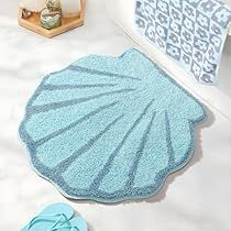 Sea Bathroom Decor, Blue Bath Rug, Seashell Bathroom, Sea Bathroom, Ocean Room Decor, Ocean Bathroom, Rich Decor, Toilet Rug, Blue Bath