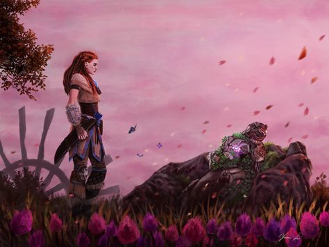 Horizon Zero Dawn Fanart, Horizon Aloy, Horizon Zero Dawn Aloy, Girl Fanart, Artist Girl, Creature Of Habit, Evil Anime, Horizon Zero Dawn, Nerd Girl