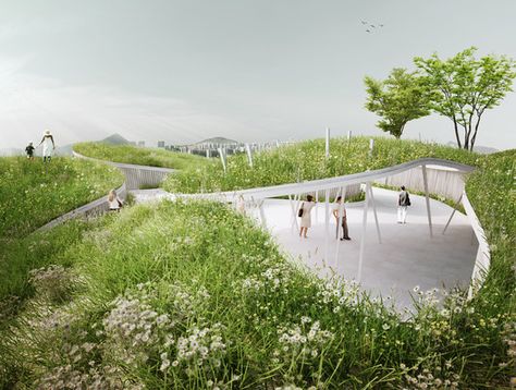 Penda Designs River-Inspired Landscape Pavilion for China’s Garden Expo,© penda architecture & design Landscape Pavilion, Water Pavilion, Timber Frame Pavilion, Barcelona Pavilion, Pavilion Plans, Pool Pavilion, Park Pavilion, China Garden, Glass Pavilion