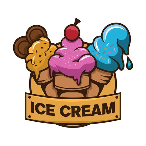 Ice Cream Logo, Logos Retro, Logo Desing, Ice Cream Cart, Shop Logo Design, Ice Cream Shop, Quality Pictures, Mermaid Art, Design Gallery