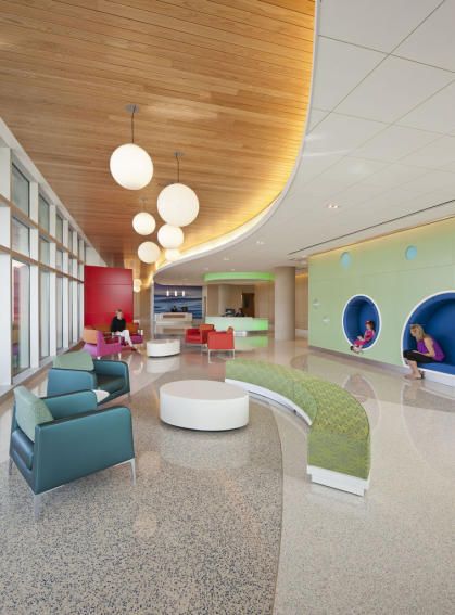 Hospital Hallway Design, Primary Care Clinic Design, Teaching Kitchen, Children Hospital Design, Hospital Waiting Room, Waiting Room Design, Healthcare Interior Design, Hospital Architecture, Cook Healthy