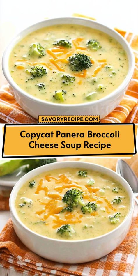 Panera Broccoli Cheese Soup Recipe, Panera Broccoli Cheese Soup, Broccoli Cheese Soup Recipe, Cheese Soup Recipe, Soup Lovers, Copycat Panera, Broccoli Cheese Soup Recipes, Cheese Soup Recipes, Comfort Soup