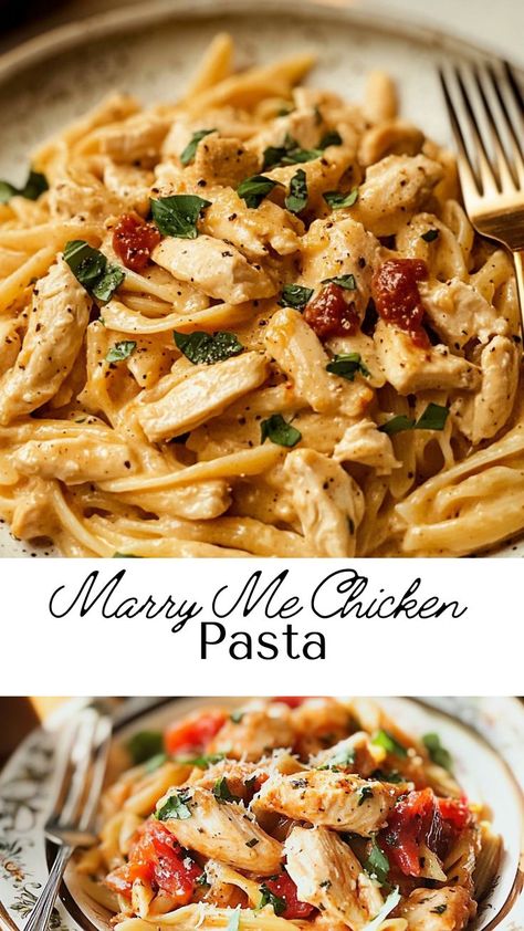 Fall in love with Marry Me Chicken Pasta, a cozy and creamy dish that’s perfect for the season. The rich flavors of sun-dried tomatoes and garlic blend seamlessly with the tender chicken and pasta, creating a meal that’s pure comfort. Ideal for both family dinners and special gatherings, this fall dinner idea is a winner every time. Simple Marry Me Chicken, Chicken Pasta Creamy, Romantic Dinner At Home, Marry Me Chicken Pasta, Pasta And Chicken, Pasta Creamy, Chicken And Pasta, Marry Me Chicken, Fall Comfort Food