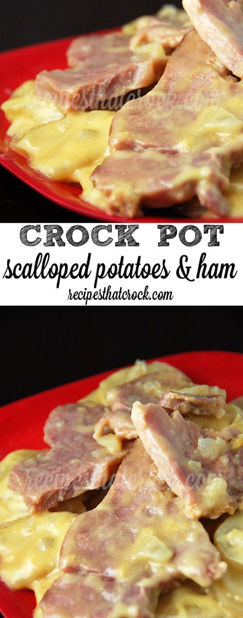 Crock Pot Scalloped Potatoes and Ham - A new family favorite. So easy and delicious! Crock Pot Scalloped Potatoes, Ham Ideas, Scalloped Potatoes Crockpot, Potatoes And Ham, Ham Steak, Scalloped Potatoes And Ham, Texas Kitchen, Crockpot Meal, Crock Pot Potatoes