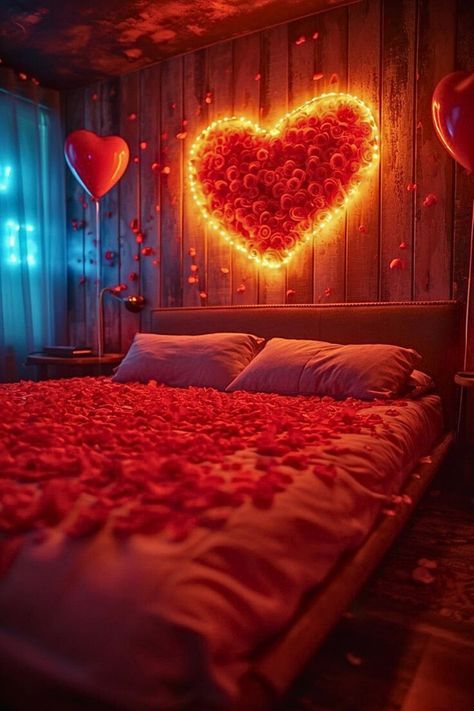 Wedding Night Room Decorations Romantic, Wedding Night Room Decorations, Valentines Bedroom, Romantic Room Surprise, Romantic Room Decoration, Bedroom Ideas Romantic, Romantic Artwork, Romantic Bed, Romantic Bedroom Decor