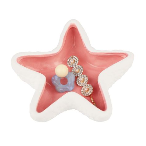 PRICES MAY VARY. Aesthetic beachy room décor – This stunning starfish jewelry dish is a unique artwork for beach room decor, combining elegance and beach aesthetic. This jewelry holder dish features a lifelike starfish shape, inspired by the beach room decor aesthetic. It's a Bright, sunny, cute a real nice piece to have in your environment when you start your day. Great Organizer – This ceramic pink starfish décor dish can be used as a cute jewelry holder or candy bowl to hold rings, earrings, Beachy Desk Decor, Pink Beach Decor, Aesthetic Jewelry Holder, Cute Jewelry Dish, Entryway Bowl, Jewelry Holder Dish, Bowl For Keys, Coastal Room Decor, Beachy Room Decor