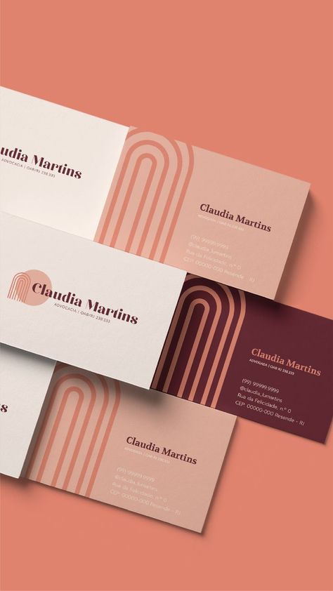 Business cards design for Claudia Martins law firm - a modern and welcoming brand logobranding #designbuild #logoexpert #logooftheday. Wine Color Palette, Dynamic Logo Design, Logo Design Elegant, Law Firm Logo Design, Dental Logo Design, Law Firm Logo, Business Cards Design, Pink Business Card, Floral Logo Design