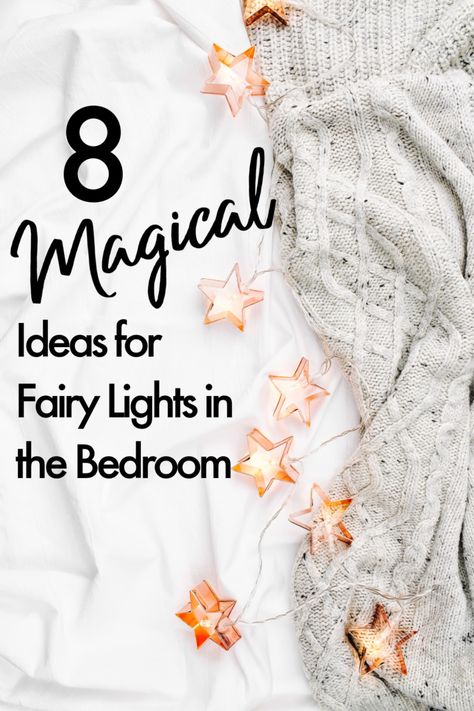 star-shaped fairy lights laying on a bed Twinkle Lights Bedroom Ceiling, Lights Decoration For Bedroom, Fairy Lights In Bedroom Room Ideas, Fairy Lights Bedroom Ideas Simple, Moon Bedroom Ideas, Fairy Lights In Bedroom, Bedroom Fairy Light Ideas, Fairy Light Decor Ideas, Decorating With Fairy Lights