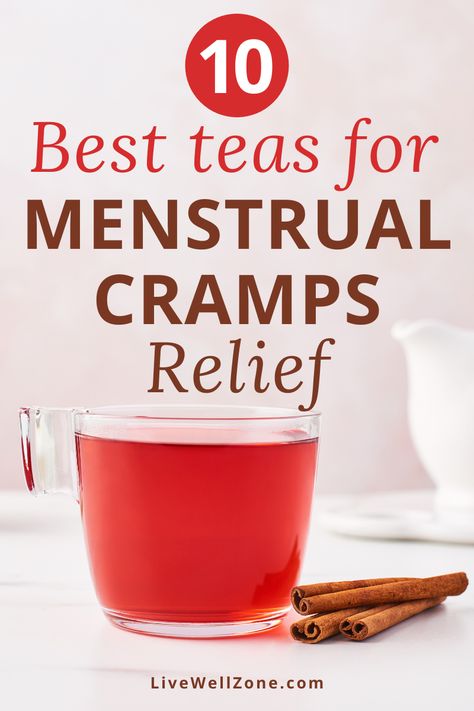 These teas for period cramps relief are a great addition to your home remedies for menstrual cramps. If you're tired of struggling with painful periods and you want to balance your period hormones, then these teas are a great way to regulate your menstrual cycle. This post also covers topics related to menstrual cycle diet, menstrual cycle food and period cramps relief. Tea For Menstrual Cramps, Menstrual Cramps Relief, Period Tea, Natural Remedies For Cramps, Hygiene Hacks, Cramp Remedies, Menstrual Relief, Period Cramp Relief, Menstrual Cramp Relief