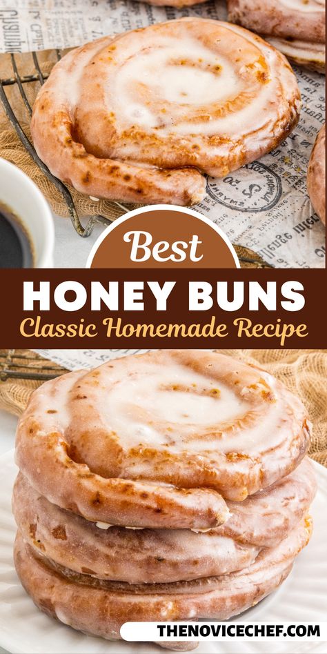 Honey Buns Recipe, Homemade Honey Buns, Homemade Glaze, Buns Recipe, Breakfast Sweets, Honey Buns, Homemade Snacks, Donut Recipes, Bread Recipes Homemade