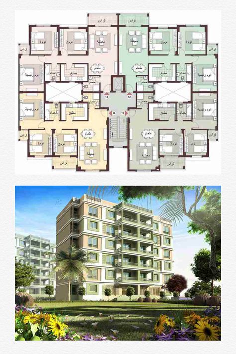 Building Plans Architecture, Apartment Building Plans, Architecture Apartment, Residential Building Plan, Residential Architecture Apartment, Multi Storey Building, Architecture Design Presentation, 3d Floor Plans, Residential Building Design