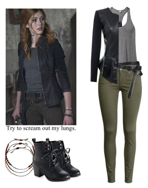 "Clary Fray - shadowhunters" by shadyannon ❤ liked on Polyvore featuring MANGO, H&M, AllSaints, Isabel de Pedro, Chan Luu and AÃ©ropostale Clary Fray Outfit, Runners Outfit, Badass Outfit, Hunter Outfit, Movie Inspired Outfits, Disney Inspired Fashion, Clary Fray, Character Inspired Outfits, Fandom Fashion