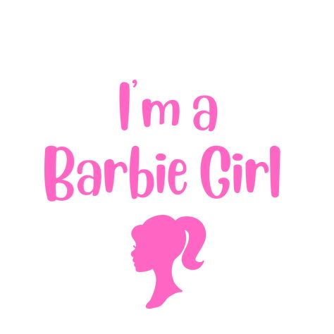 White T-shirt with bright pink text that says I'm a Barbie girl also with pink barbie head sillouette Barbie Shirt Ideas, Senior Barbie, Barbie Text, I'm A Barbie Girl, The Barbie Movie, Cute Couple Shirts, Barbie Party Decorations, Barbie Quotes, Pink Barbie