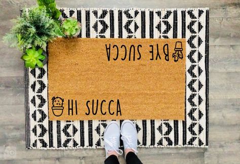 Excited to share this item from my #etsy shop: Hi Succa Doormat / Welcome Mat / Doormat / Housewarming Doormat / Succulent Doormat / Front Door Mat / Summer Doormat / Succulent Decor Welcome Mat Diy, Pirate Garden, Doormat Diy, Summer Doormat, Succulent Decor, Front Door Mat, Succulents Decor, New Homeowner Gift, Front Door Mats