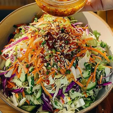 Crunchy Cabbage Salad with Sweet and Tangy Dressing Crunchy Cabbage Salad With Sweet, Crunchy Cabbage Salad With Tangy Dressing, Shredded Cabbage Recipes Asian Salads, Ree Drummond Napa Cabbage Salad, Asian Cabbage Salad Dressing, Cabbage Salad Vinegarette, Vietnamese Cabbage Salad, Crunchy Cabbage Salad Recipes, Crispy Cabbage Salad With Dressing