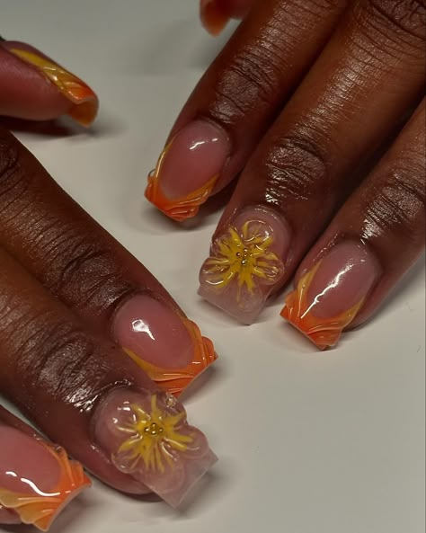 🌅 - 𝐷𝑚 𝑡𝑜 𝑏𝑜𝑜𝑘! - . . . . - #nailart #nails #vbeautypure #nailsofinstagram #frenchtipnails #frenchnails #torontonailtechnician #bramptonnails 3d Fall Nails, Nails Metallic Chrome, Maximalist Nails, Nails Metallic, Black French Tips, Simple Acrylic, Short Acrylic, Short Nail, Long Acrylic