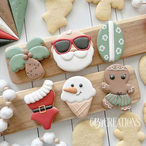 Swimsuit Cookies Decorated, Christmas In July Decorated Cookies, Christmas In July First Birthday, Christmas In July Sugar Cookies, Tropical Christmas Cookies, Unique Christmas Cookies Decorated, Christmas In July Cookies Decorated, Beach Christmas Cookies, Christmas In July Pool Party