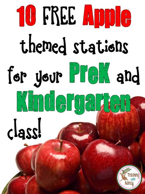 Getting your prek and/or kindergarten stations ready for fall has never been… Apples Kindergarten, Kindergarten Stations, September Ideas, Preschool Apple Theme, Fall Classroom Ideas, Apple Kindergarten, September School, Fall Lesson Plans, Apple Lessons