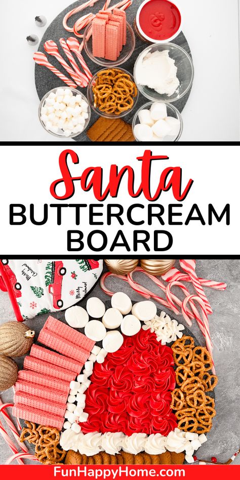 Get ready for Christmas with a Santa Buttercream Board – a delightful and easy-to-make festive dessert charcuterie board everyone will love! Christmas Frosting Board, Buttercream Charcuterie Board, Frosting Boards, Christmas Dessert Charcuterie, Frosting Board, Christmas Dessert Charcuterie Board, Buttercream Board, Christmas Frosting, Hot Chocolate Cookies Cups