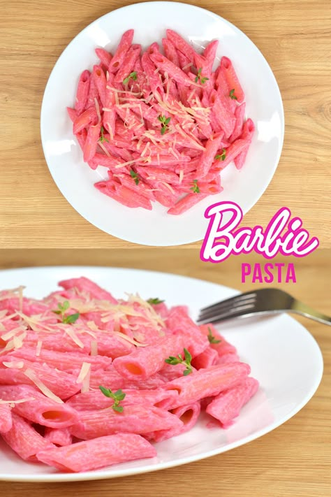 Save this Barbie Pasta recipe and cook it for your Barbie movie party - wow effect guaranteed! 😍 #barbiemovie #barbiestyle #barbie #barbieparty 🍝 00:14 Barbie pasta Durum pasta Baked beets - 100 g Cream cheese - 2 tbsp Olive oil - 1-2 tbsp Salt - to taste Vegetable milk or cream - 100-150 ml Barbie Lunch Ideas, Barbie Birthday Food, Barbie Themed Food Ideas, Barbie Movie Party, Barbie Birthday Party Games, Baked Beets, Barbie Pasta, Slumber Party Foods, Pink Party Foods