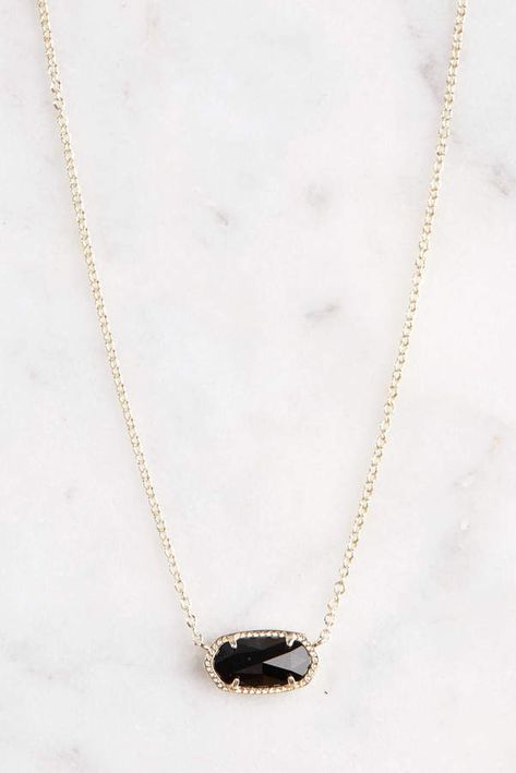 Kendra Scott Elisa Black Opaque Glass Integrated Necklace - Check it out now #accessories #jewelry #womensfashion #fashion Kendra Scott Black Necklace, Black And Gold Kendra Scott, Black Kendra Scott Necklace, Black Necklace Elegant, Kendra Scott Necklace Black, Kendra Scott Necklace Elisa, Kendra Scott Elisa, Simple Silver Jewelry, Horseshoe Pendant