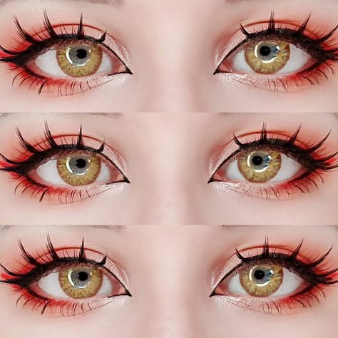 Toga Makeup Eye, Anime Eye Lashes Tutorial, Mysterious Eye Makeup, Zhongli Eye Makeup, Lumine Makeup, Manga Eyes Makeup, Makeup Ideas Cosplay, Toga Cosplay Makeup, Zenitsu Makeup