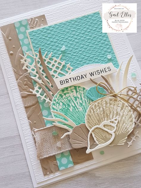 Gail Ellis, Seaside Bay, Sea Cards, Colour Challenge, Rose Paper, Nautical Cards, Global Design Project, Beach Cards, Sea Side