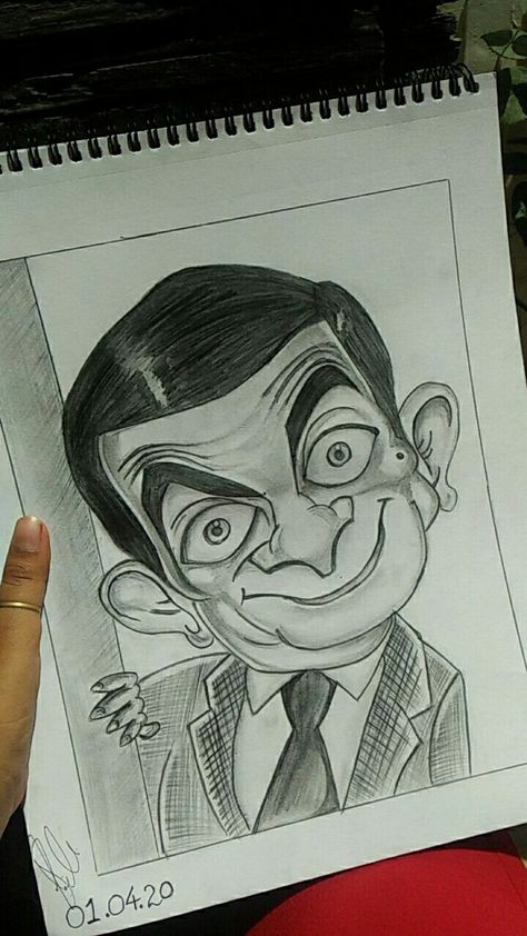 Mr Bean Funny Face, Funny Face Sketch, Bean Cartoon, Mr Bean Cartoon, Mr Bean Funny, Cartoon Pencil, Caricature Sketch, Funny Caricatures, Mr Bean