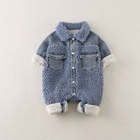 Stylish Baby Boy, Long Sleeve Suit, Denim Baby, Winter Suit, Toddler Romper, Denim Pocket, Denim Romper, Stylish Baby, Baby Winter