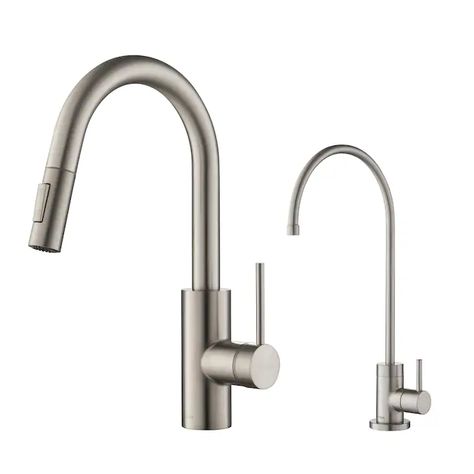 Kraus Stainless Steel Cold Water Dispenser with Hi-Arc Spout in the Water Dispensers department at Lowes.com Water Filter Faucet, Brass Kitchen Faucet, Steel Deck, Bar Faucets, Bottled Water, Single Hole Faucet, Water Faucet, Reusable Water Bottles, Water Filtration