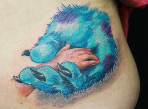 Pixar Tattoos, Pixar Tattoo, Sully And Boo, Tattoo Cartoon, Hp Tattoo, Monster Tattoo, Pixar Animation, Cartoon Character Tattoos, Sweet Tattoos