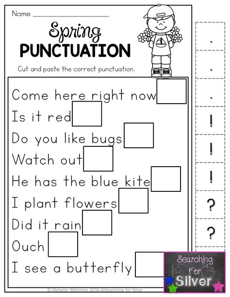 Hands-on, fun, and effective spring printables! Spring punctuation and other literacy worksheets for first grade! Punctuation Practice, Punctuation Worksheets, Fall Worksheets, Spring Math, First Grade Worksheets, Literacy Worksheets, 1st Grade Writing, Fall Math, First Grade Writing