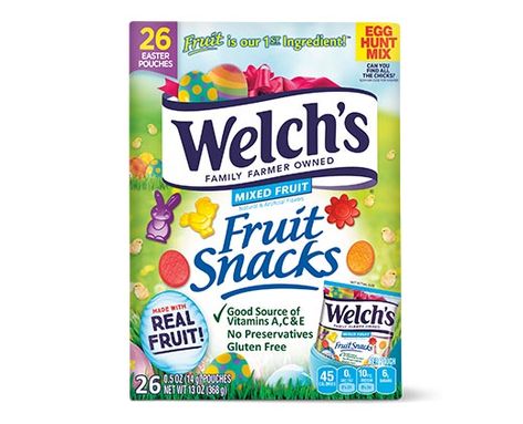 Welch's Easter Egg Hunt Fruit Snacks | ALDI US Dehydrated Banana Chips, Snacks For School Lunches, Easter Fruit, Welches Fruit Snacks, Fruit Strips, Fruit Berries, Fruit Snack, Fruit Mixes, Cherry Fruit