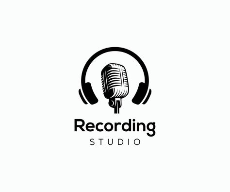 Record Studio Logo Template. Audio Sound Headphones Logo. Speaker Logo, Headphones Logo, Voice Logo, Silhouette Logo Design, Record Logo, Singer Logo, Record Studio, Sound Logo, Music Logo Design