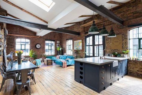 Entire home/apt in London, United Kingdom. Welcome to my large warehouse apartment, with original exposed brickwork, wooden floors, steel beams & high ceilings, right in the heart of buzzing... Warehouse Apartment, Warehouse Living, Warehouse Loft, Warehouse Home, New York Loft, Column Design, Steel Beams, Wooden Floors, Exposed Brick Walls