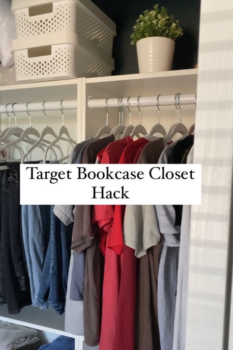 Bookcase Closet Hack, Target Bookcase Closet, Tidy Wardrobe, Dresser Top Organization Ideas, Bookcase Closet, Closet Makeover Diy, Room Organization Bedroom, Closet Hacks, Closet Renovation