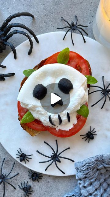 Halloween Burrata, Halloween Toast, Pasta Burrata, Halloween Pasta, Spooky Food, Private Jets, Halloween Food, Fresh Basil, Fun Ideas