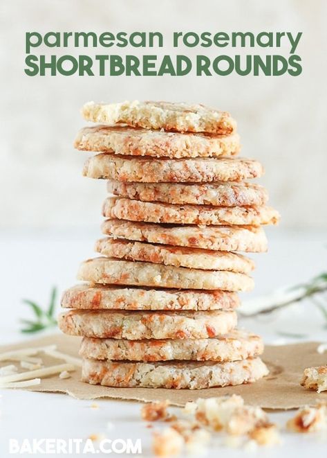 These Parmesan Rosemary Shortbread Rounds are quick and simple slice-n-bake crackers. Tender, buttery, and flavored with Parmesan cheese and fresh rosemary. Rosemary Crackers Recipe, Shortbread Cookies Recipes, Rosemary Crackers, Rosemary Shortbread Cookies, Rosemary Shortbread, Gluten Free Snacks Recipes, Shortbread Cookies Recipe, Cheddar Crackers, Crackers Recipe