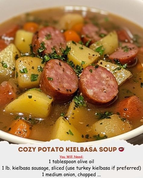 Crockpot Potato Kielbasa Soup, Kielbasa Soup Recipes, Potatoe And Kielbasa Soup Crockpot, Cozy Kielbasa Soup, Cheesy Potato Kielbasa Soup, Kalabasa Recipe, Potato Kielbasa Soup, Cozy Kielbasa Potato Soup, Cozy Potato Kielbasa Soup